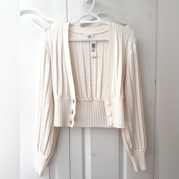 ARITZIA WILFRED Plunge Top Cardigan - Light Birch - Size Small - Picture 2 of 4